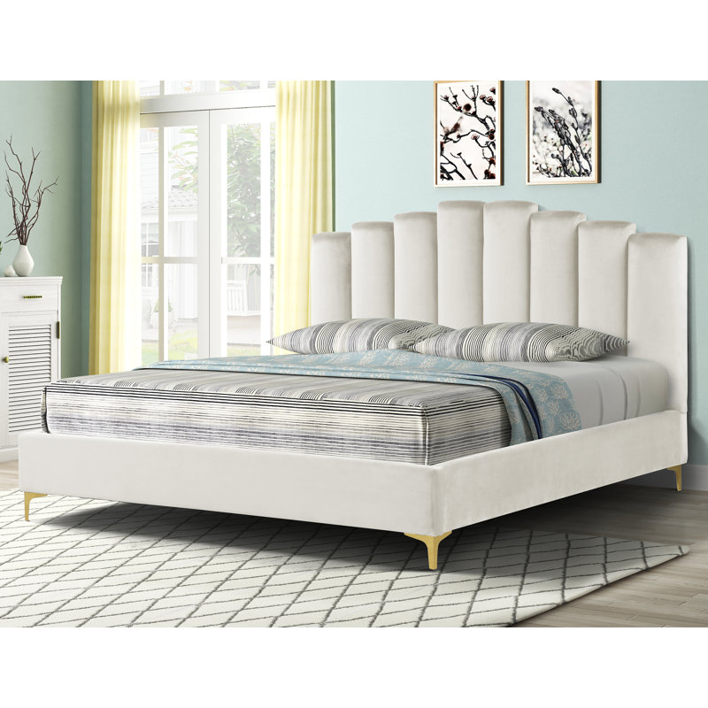 Jochelle Upholstered Metal Platform Bed, Eastern King, Gray
