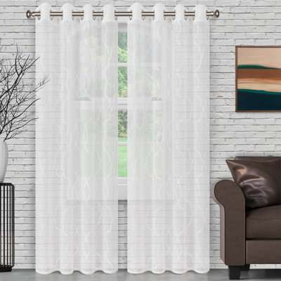  Junious 100% Polyester Sheer Geometric Curtains