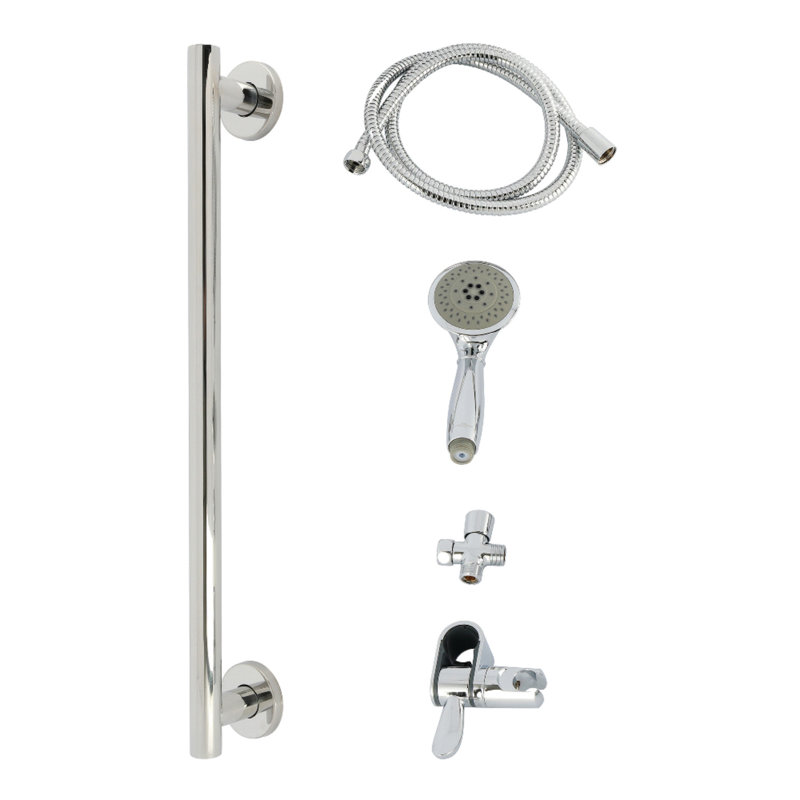 Kingston Brass Made To Match Shower System With Slide/Grab Bar And Hand Shower, Chrome