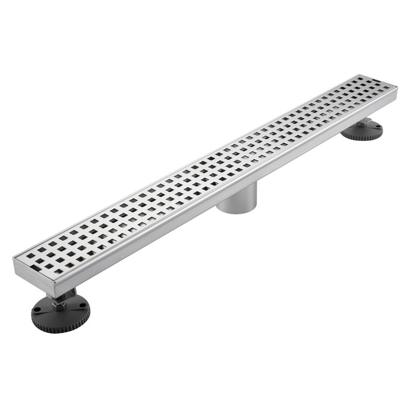Linear Grid Shower Drain, Brushed Nickel