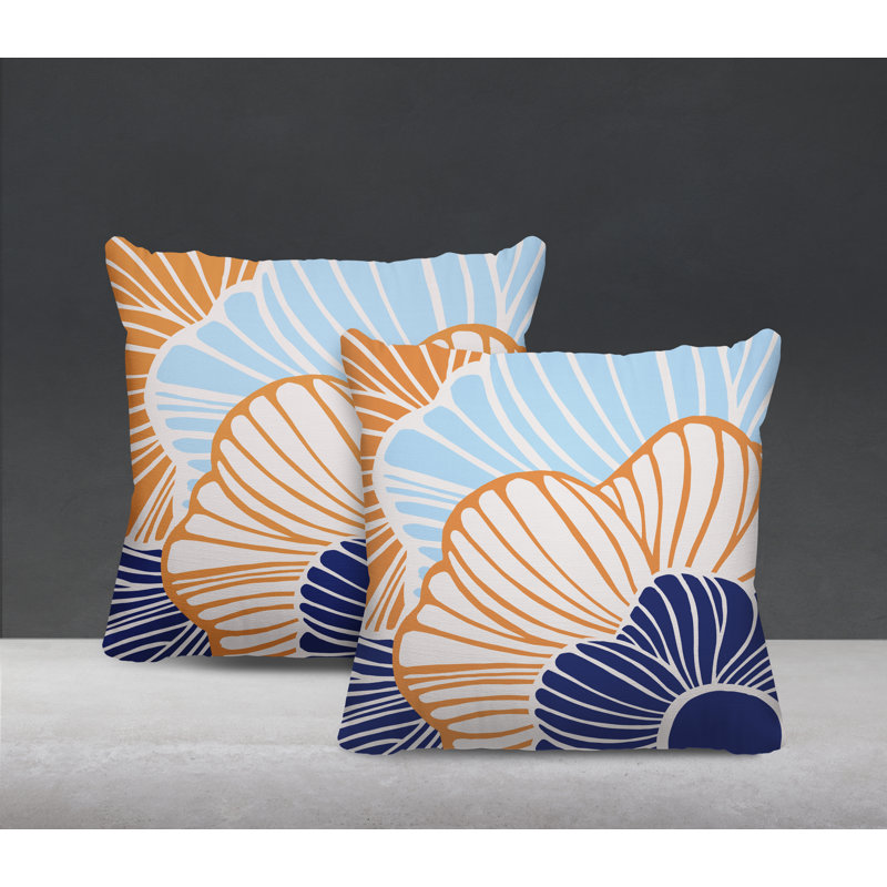 Housse et insert de coussin décoratif intérieur / extérieur en mélange de polyester, L 15 po x H 15 po, Orange