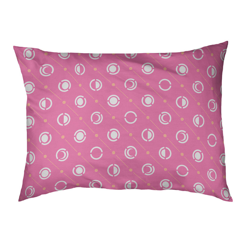 Coussin d’extérieur pour chien moon phases Chenault, Grand (l 50 po x P 7 po x H 40 po), Rose / jaune beurre