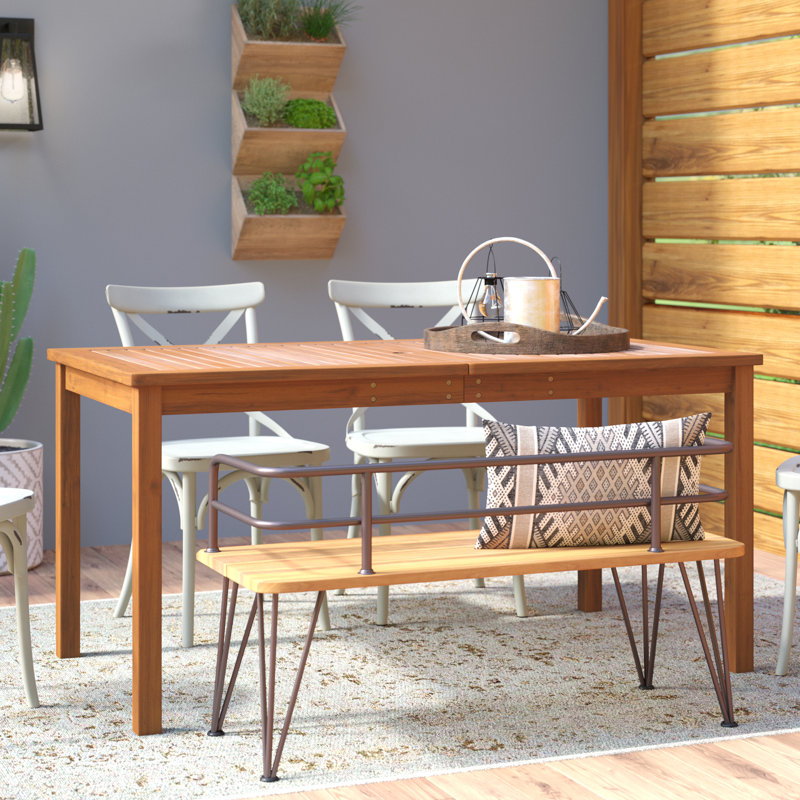 Alfonsi Acacia Wood Outdoor Dining Table, Brown