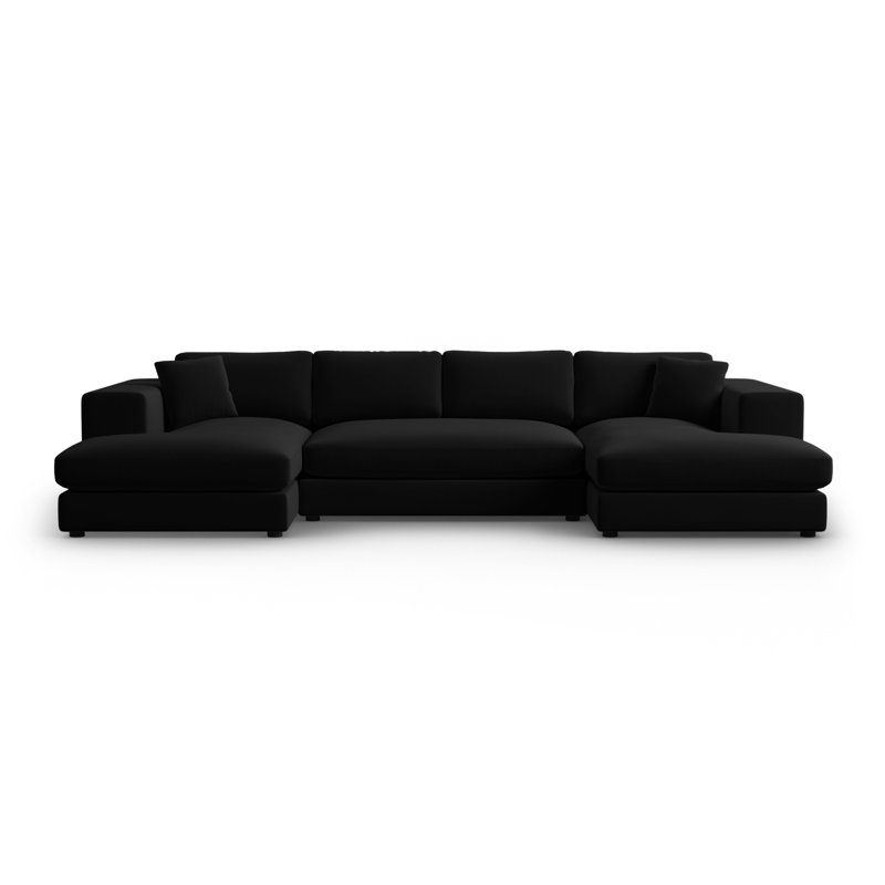 Micadoni Home Upholstered Large Corner Sofa, Black