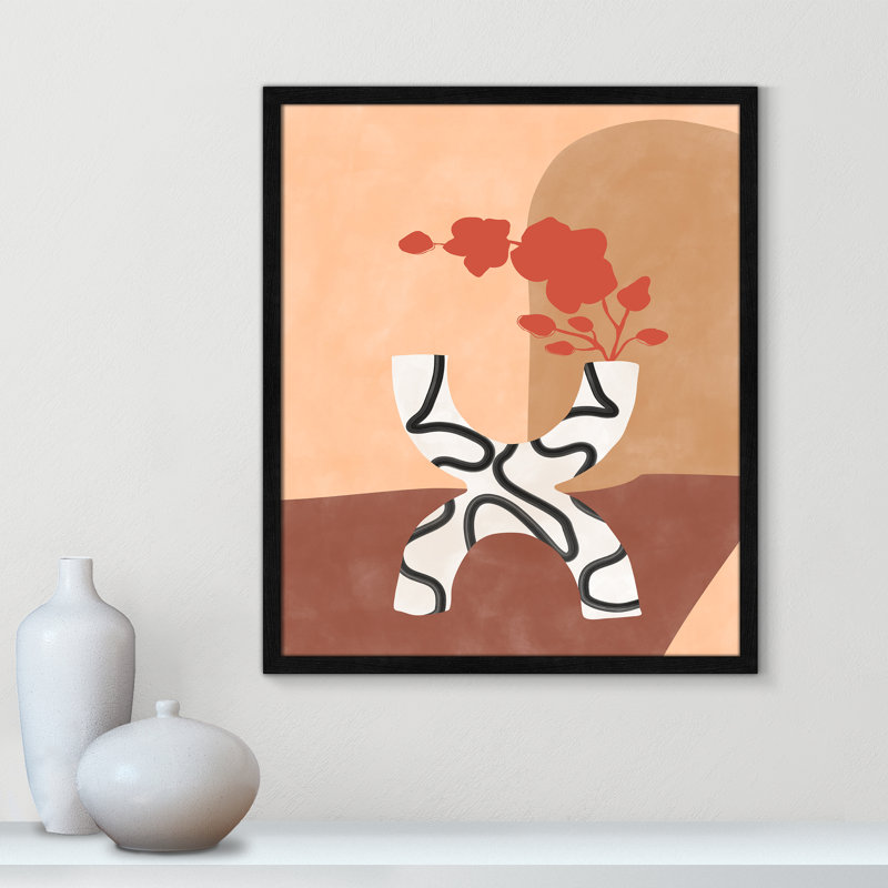 «Curved Elegance Print» par Ristova, L 21,5 po x H 25,5 po, Grain de bois noir, Impression encadrée