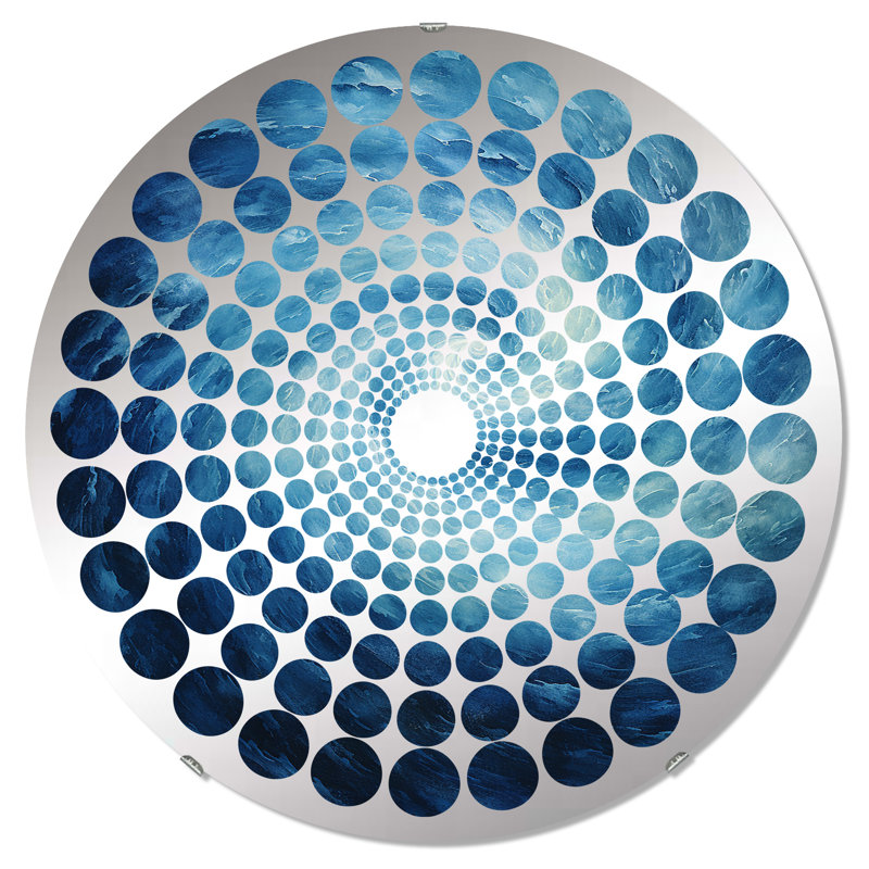 Miroir décoratif à spirales bleues et à spirale bleue MIR106189 C, 23,6 po x 23,6 po