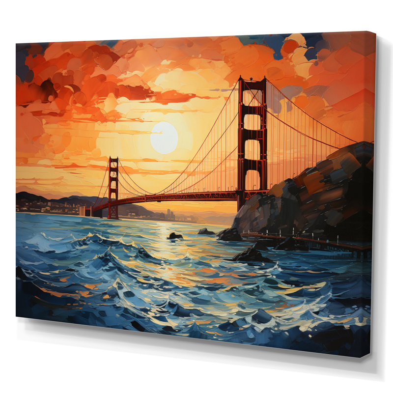 «Orange Bridge Golden Gateway II», reproduction sur toile, H 24 po x l 32 po x P 1 po, Toile tendue