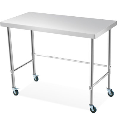 Table de travail en acier inoxydable - Table de préparation de cuisine commerciale et domestique à base ouverte, roues optionnelles ou pieds fixes