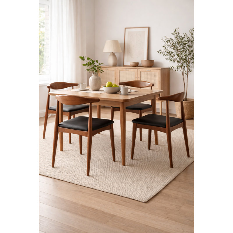 Chaise d’appoint rembourrée en bois massif à oreilles Chittum, Noyer