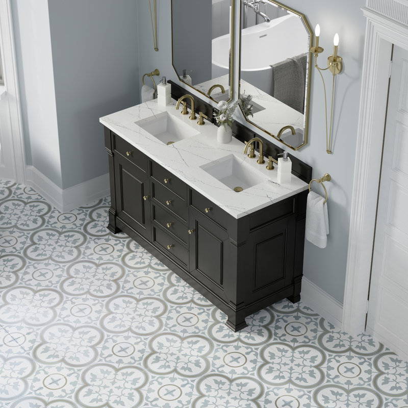 Brookfield 60'' W Double Vanity, Ethereal Noctis, Black Onyx, Widespread