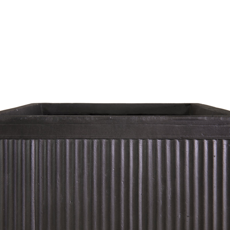 Vintage Ribbed Handmade Planter Box, 45cm H x 52cm W x 52cm D