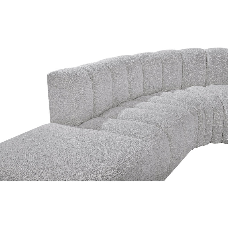 Isleen Upholstered Curved Sectional with Ottoman Reversible, Grey Boucle Fabric
