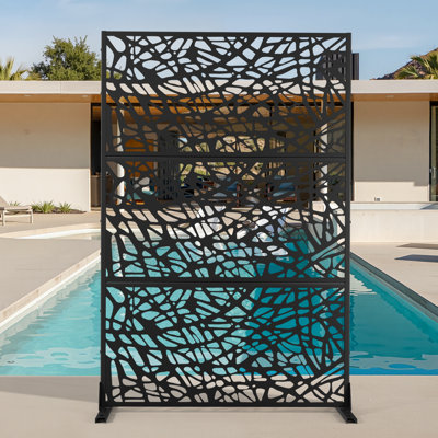 Écran d'intimité en métal - Écran d'intimité avec panneau de clôture autoportant 72 po H avec support pour patio, balcon ou terrasse
