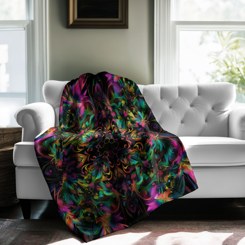 Couverture psychédélique 1 pièce Sherpa Premium, L 60 po x l 50 po