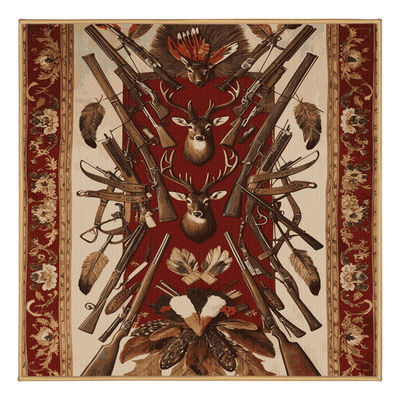 Tapis brun français lavable à la machine, Carré 5 pi