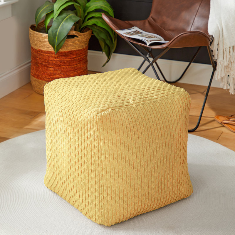 Raniah Upholstered Pouf, Mustard