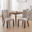 Ensemble de 2 chaises de salle à manger classiques en velours capitonné haut de gamme et rembourrées en velours de style contemporain avec pieds en bois cloutés, ensemble de 2-573625713