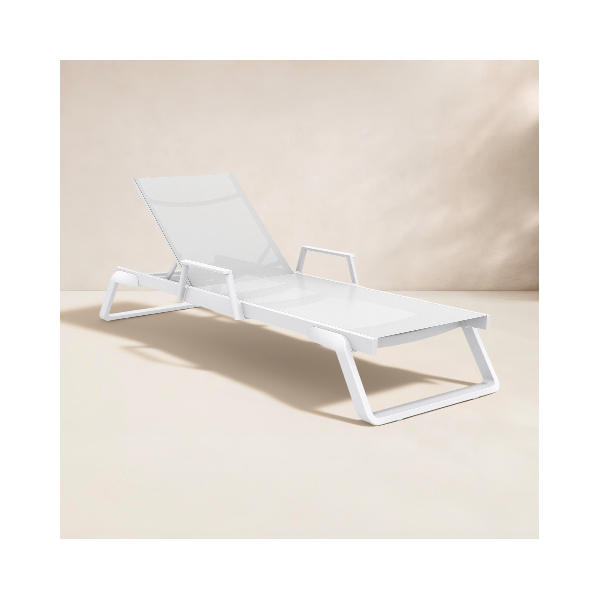 Genelda Outdoor Chaise Lounge, White