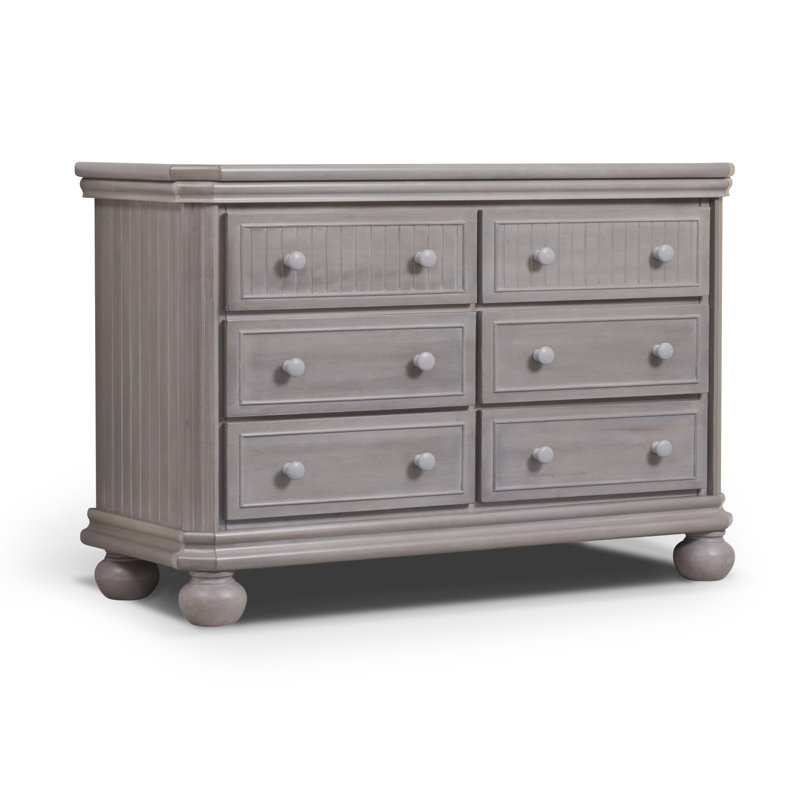 Finley 6-Drawer Double Dresser with Metal Roller Glides, Weatherd Gray