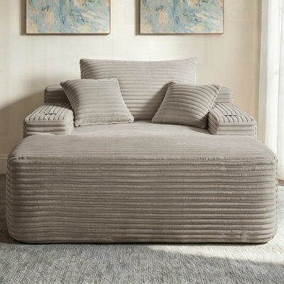 Méridienne convertible avec coussins moelleux, accoudoirs larges et coussins décoratifs, idéale pour le salon et la chambre à coucher