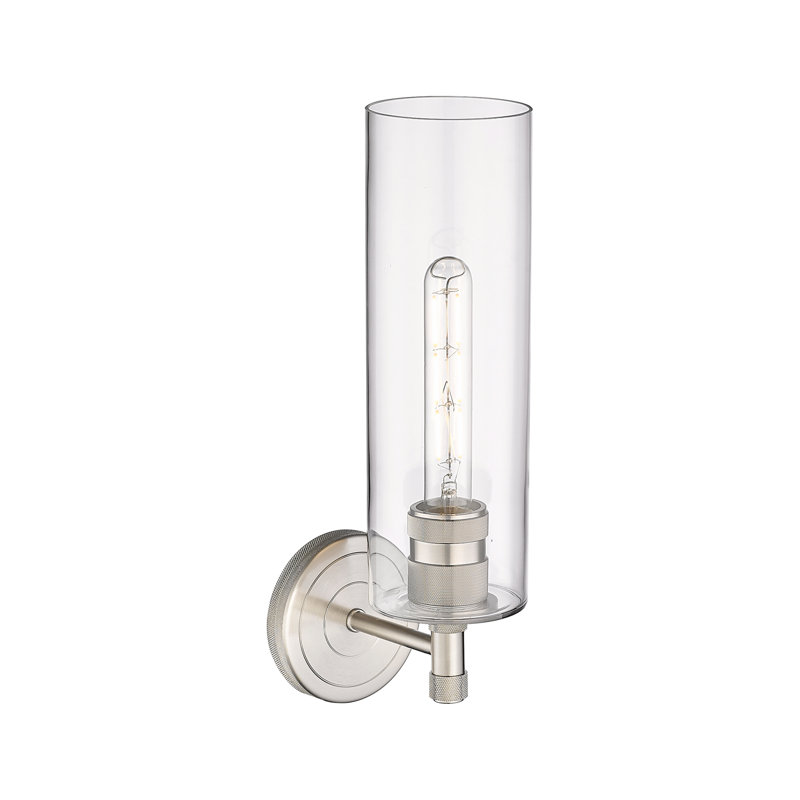 Applique murale 1 lumière Crown Point, Clair, H 15,5 po x l 3,88 po x P 6,5 po, Nickel satiné