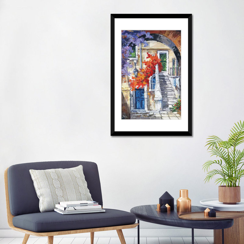 «Nelle Vie», reproduction sur toile, Papier d'art encadré noir, Blanc, H 32 po x l 24 po x P 1 po