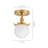 GlowCraft  1-Light Vintage Brass Globe Flush Mount Ceiling Light for Entryway
