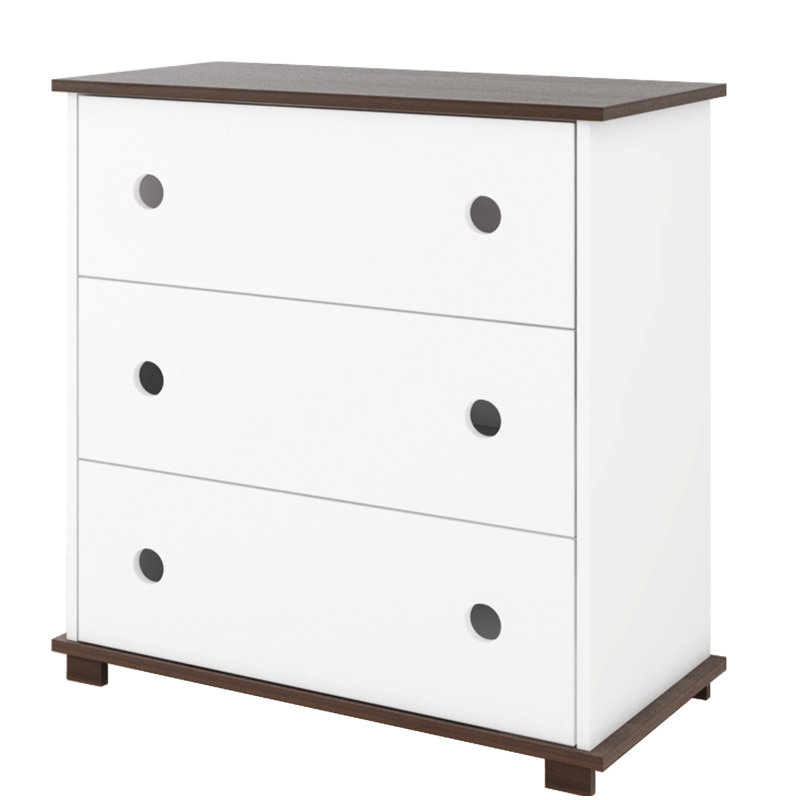 Judd Kids 3 - Drawer Chest, Dark brown and white