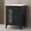 Meuble-lavabo moderne 24 po avec lavabo, deux tiroirs et porte, tablette réglable-109024679
