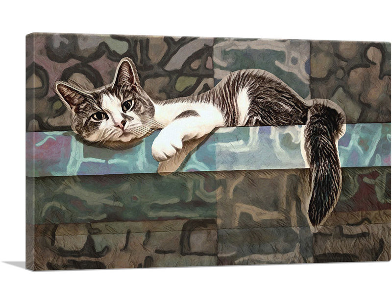 Reproduction d'art graphique sur toile Aegean Cat Breed Lounging, H 26 po x l 40 po x 1,5 po