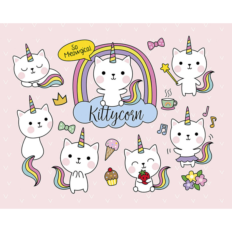 Sartain Kittycorn 94' L x 118" W 6-Panel Wall Mural