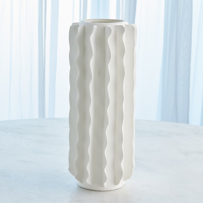 Frilled Bowl-Matte White, 17.25" H x 6.75" W x 6.75" D
