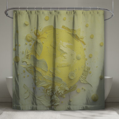 Textured Yellow Sphere Shower Curtains Extra Long