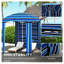 Cabane de plage portative Outsunny 1,80 m x 1,80 m avec parois, aérations et sac de transport en option, rayures bleues