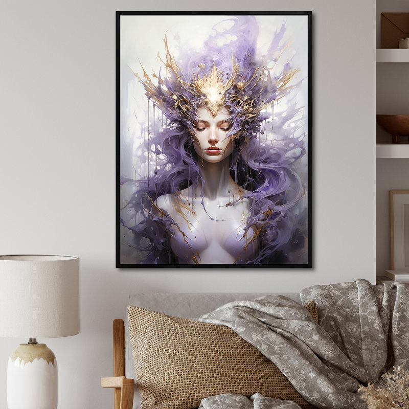 «Woman Meditation Mind» sur impression sur toile, Cadre flottant noir, H 32 po x l 16 po