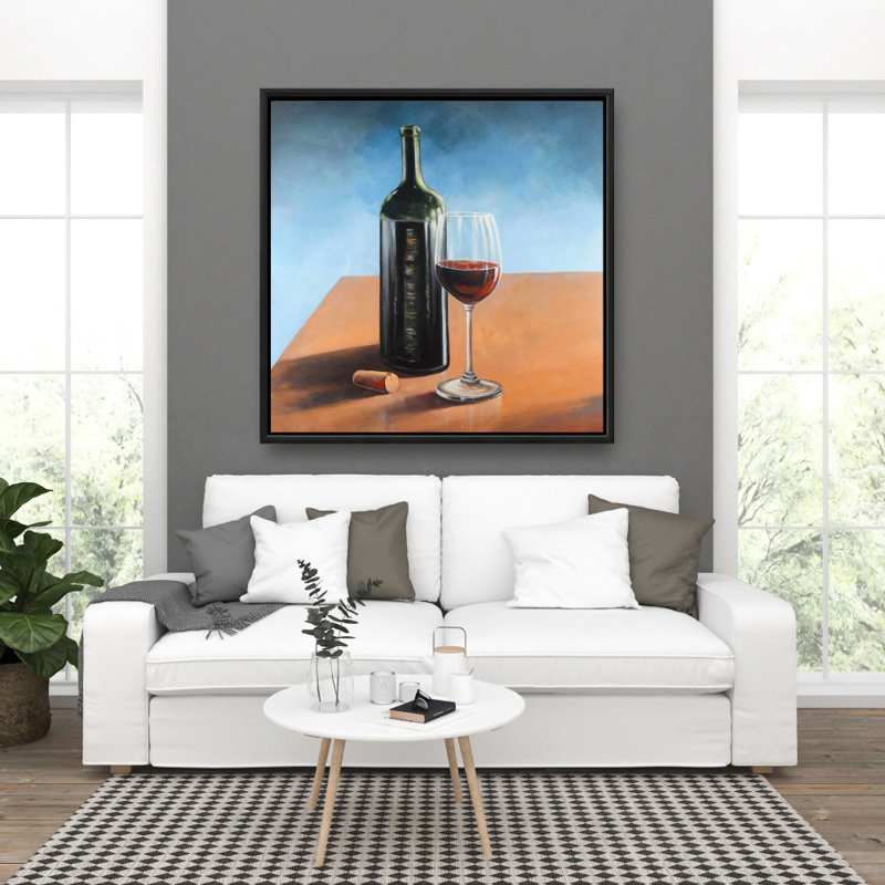 Bottle of Bordeaux with Wine Glass - Still Life Canvas Decor