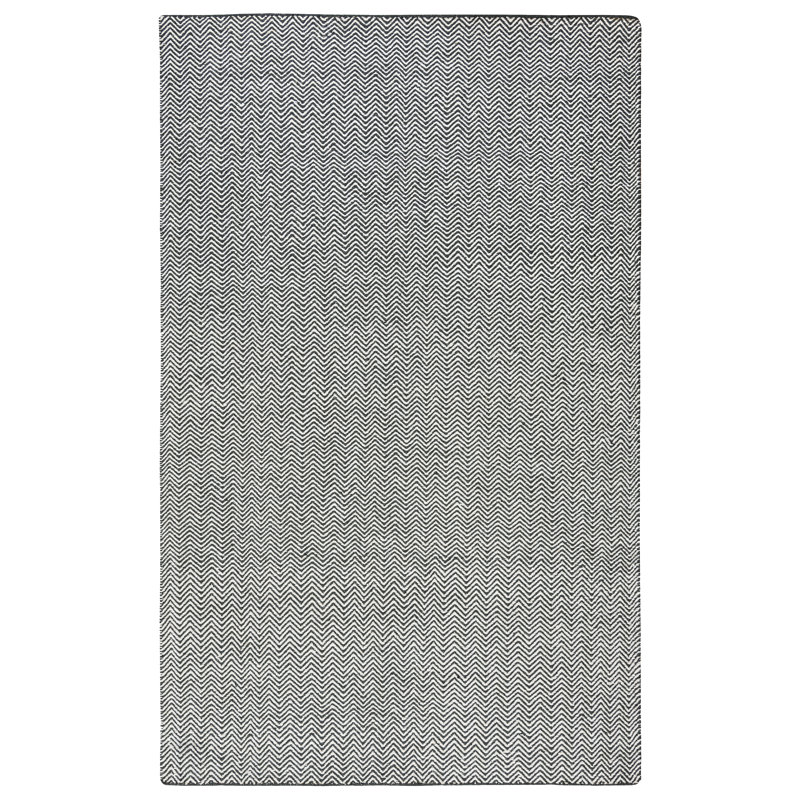 Tapis noir / blanc en laine tissé à plat à la main Rita, Rectangle 3 pi x 5 pi