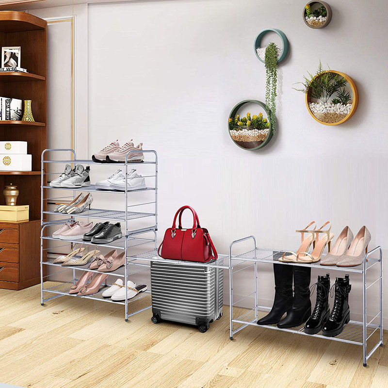 Range-chaussures extensible 12 paires, Argent argent