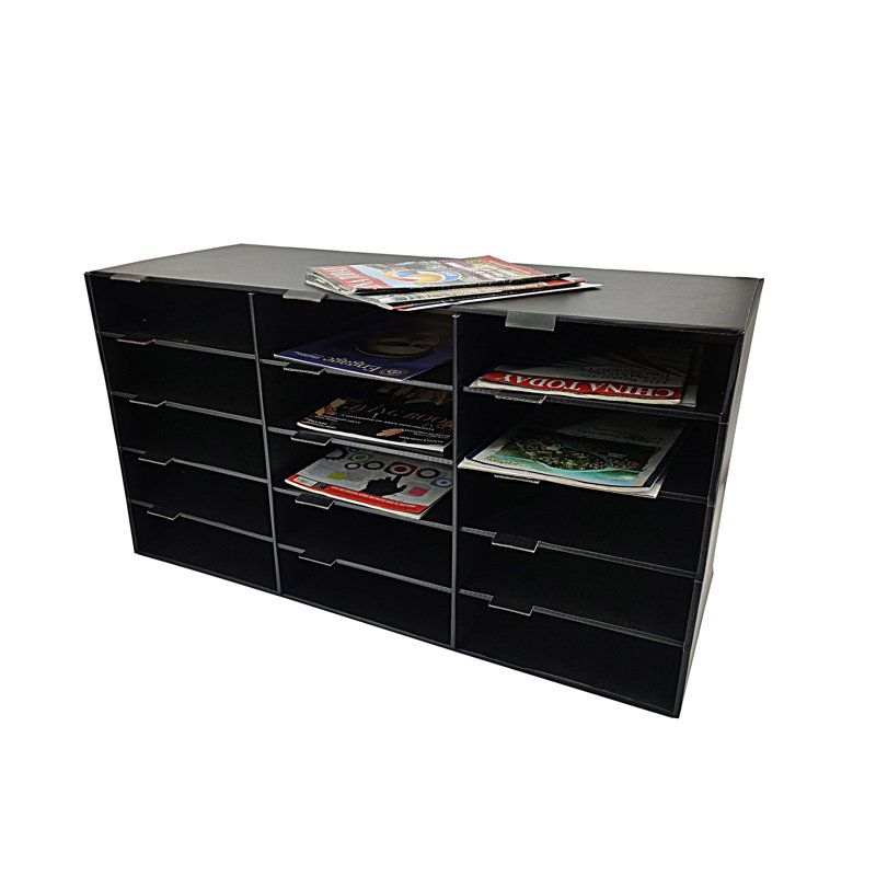 Black 15-Slot Vertical File Organizer for Office and Classroom