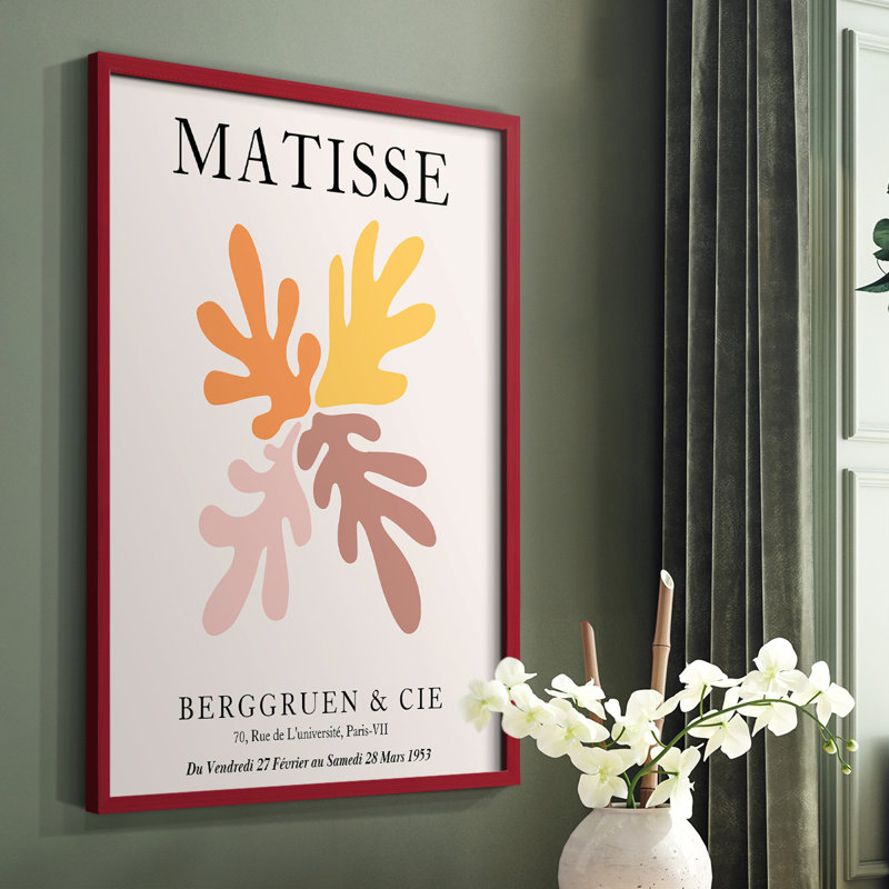 Matisse D, reproduction encadrée - bois massif, Cadre simple rouge, H 10 po x l 8 po