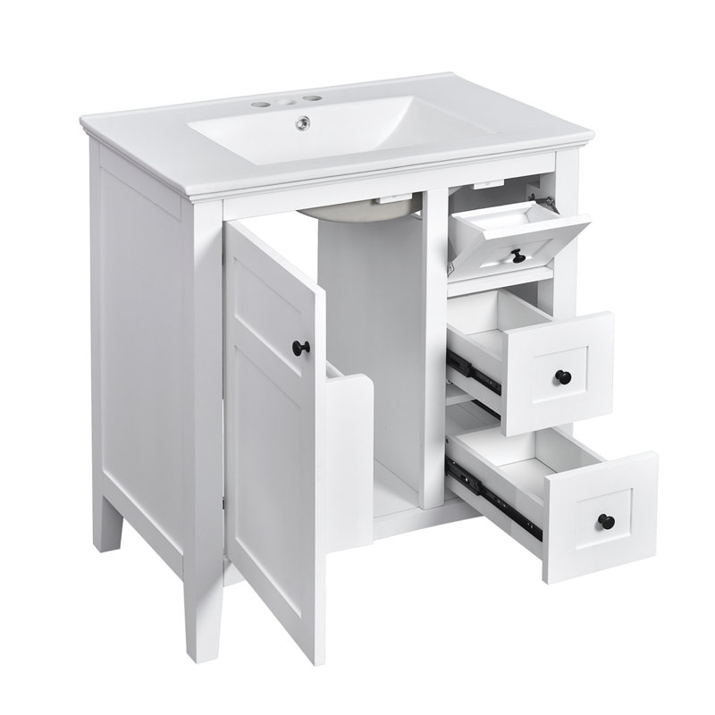 Meuble-lavabo 30 po avec lavabo en céramique, Blanc