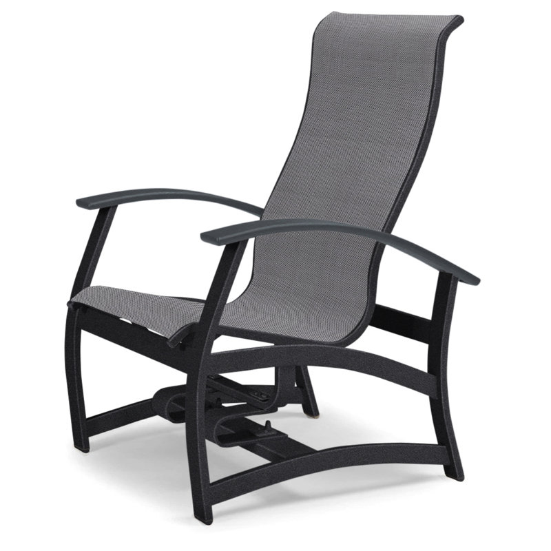 Askar Swivel Powder Coated Aluminum Outdoor Lounge Chair, Classic Graphite P30, Titanium Sunbrella®, Textured Black