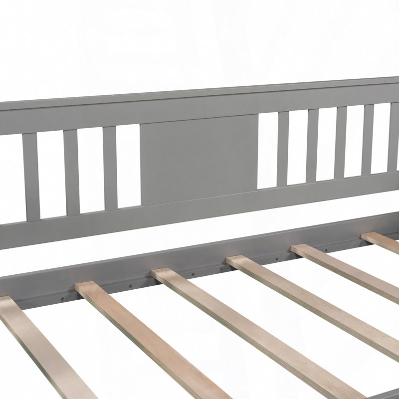 Lit de jour, support en lattes de bois, Lit simple, Gris