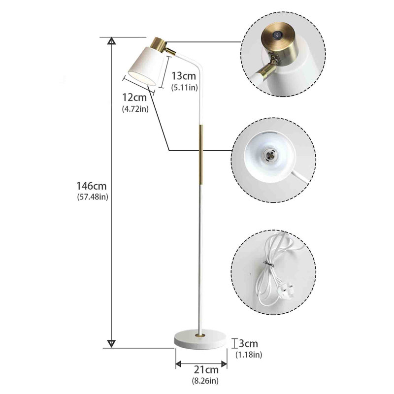 Brealeigh 146cm Arched Floor Lamp, White