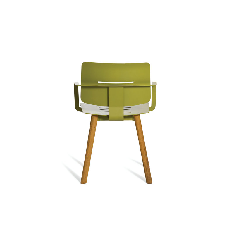 Coco Outdoor Dining Armchair, Olive Green/Faux Teak