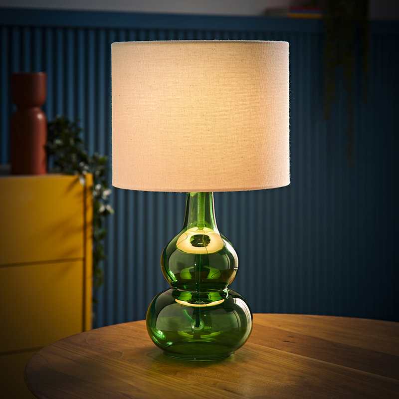 Glass Table Lamp, Green, Yes