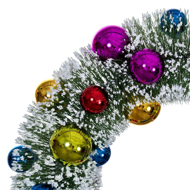  Boules de couronne givrées 18 po., Bleu foncé / rouge, H 18 po x l 18 po x P 5,5 po, Vert