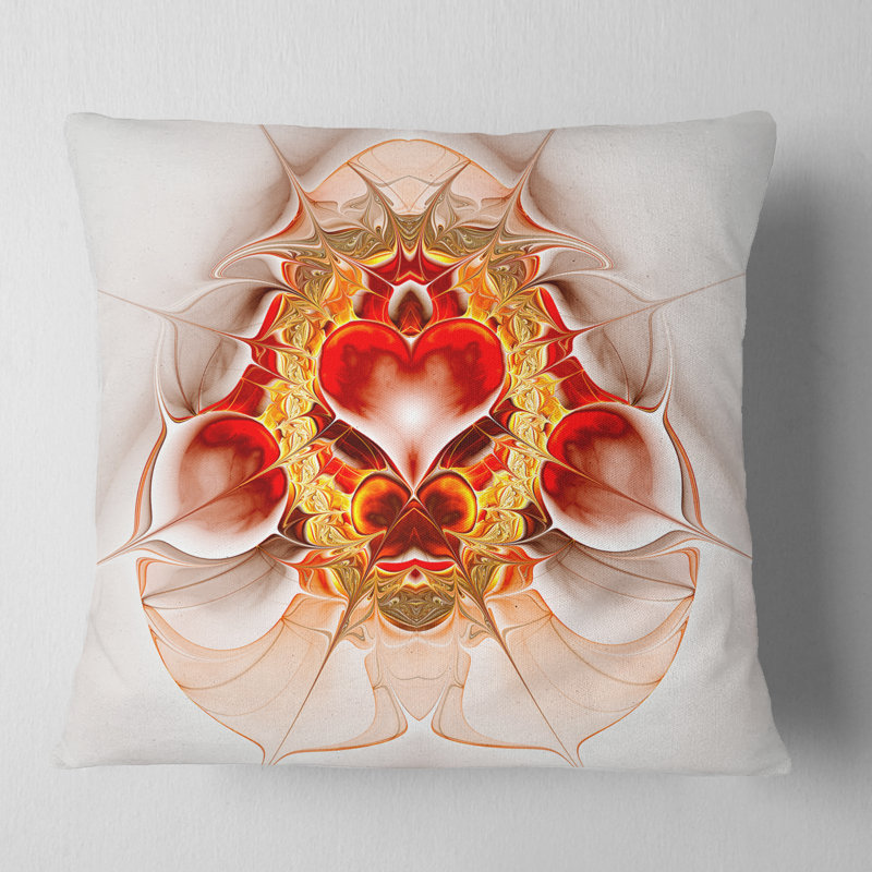 Grand coussin abstrait abstrait symétrique, 18 po x 18 po, Orange, Carré