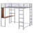 Metal Loft Bed with 2 Shelves and one Desk-144694759-144694756