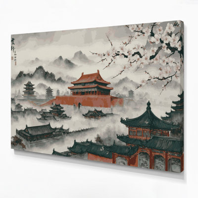 Art mural sur toile gris avec villes de Pékin